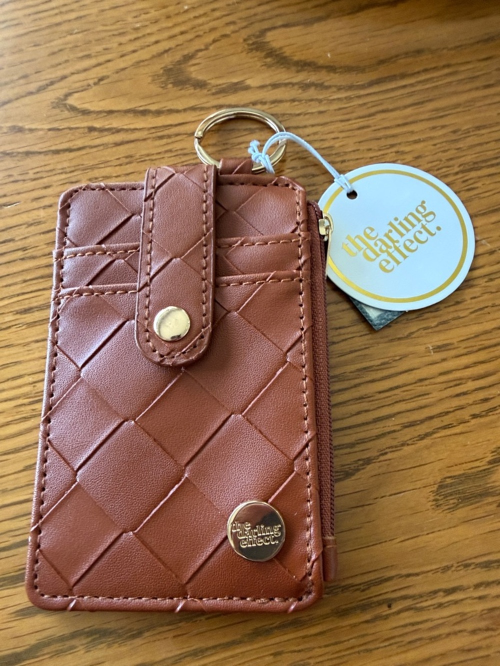 The Darling Effect Quilted Card Case Keychain in Brown